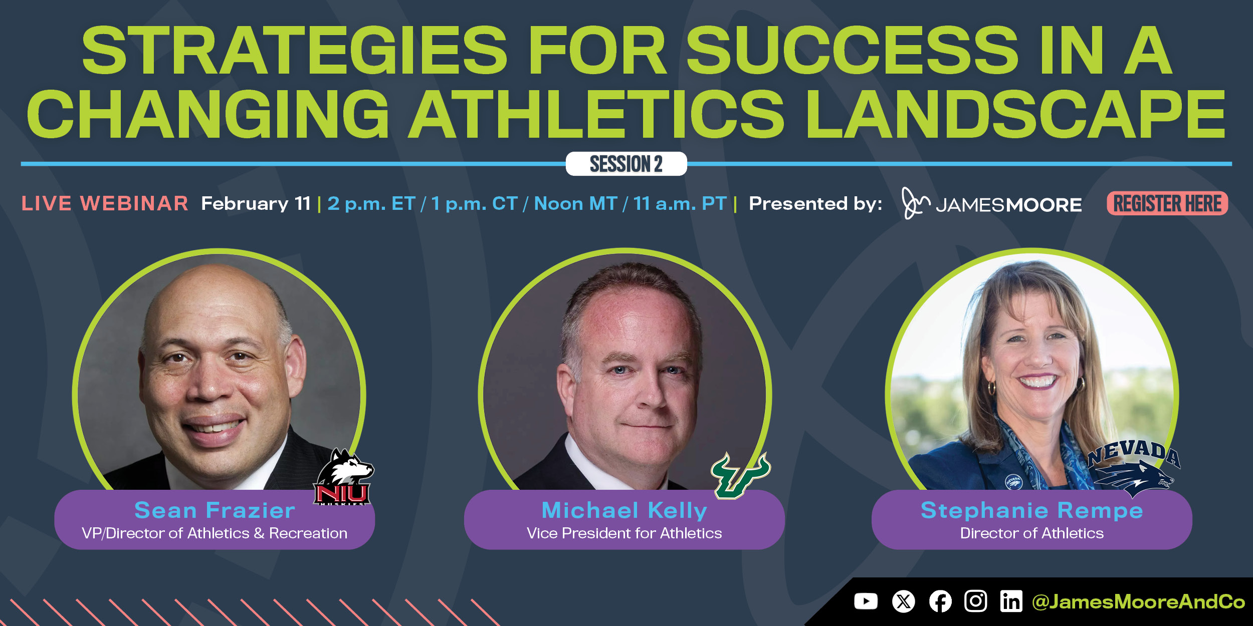 Graphic for session 2 of the Collegiate Athletics Webinar Series.