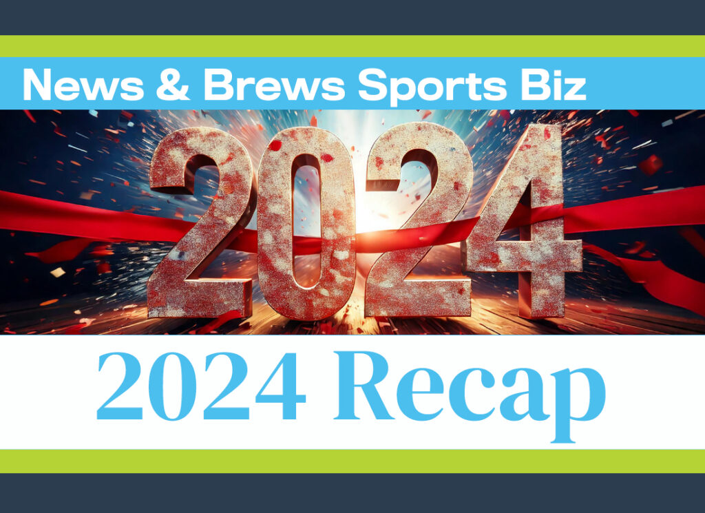 News and Brews - 2024 Recap episode graphic with a 2024 running through a finish line tape.